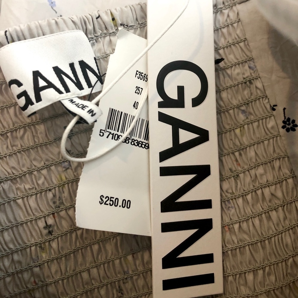 NWT Ganni Printed Cotton Poplin Dress In Vapor… - Picture 13 of 16